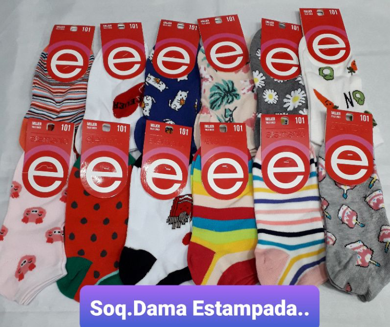 Soquete Estampado ELEMENTO Dama x Docena